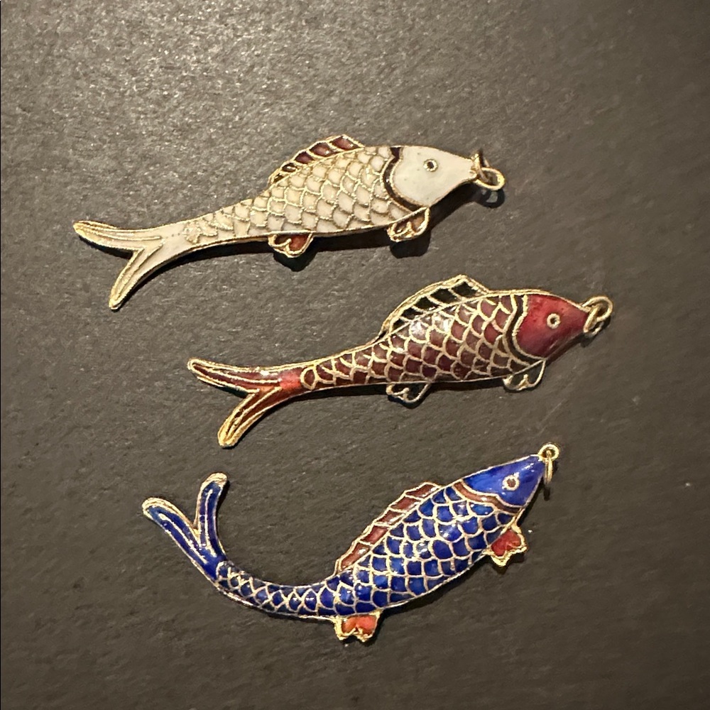 3 Vintage Enamel Fish Bundle Lot